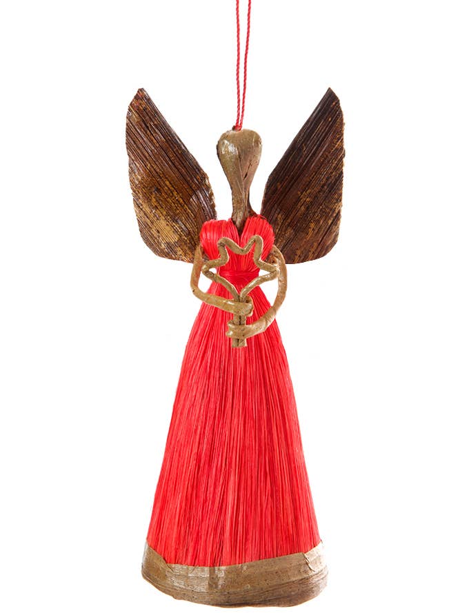 Pomegranate Sisal Angel of Light Holiday Ornament for wholesale by Swahili | AFRICAN MODERN