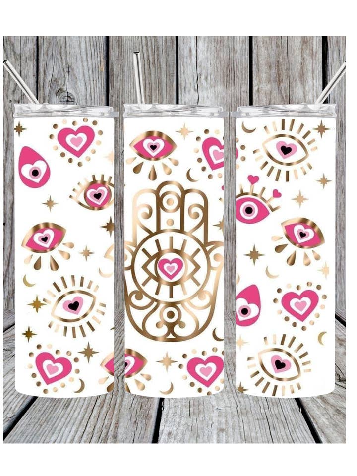 Copo com olho grego rosa por atacado de Eclectic Wallflower Boutique