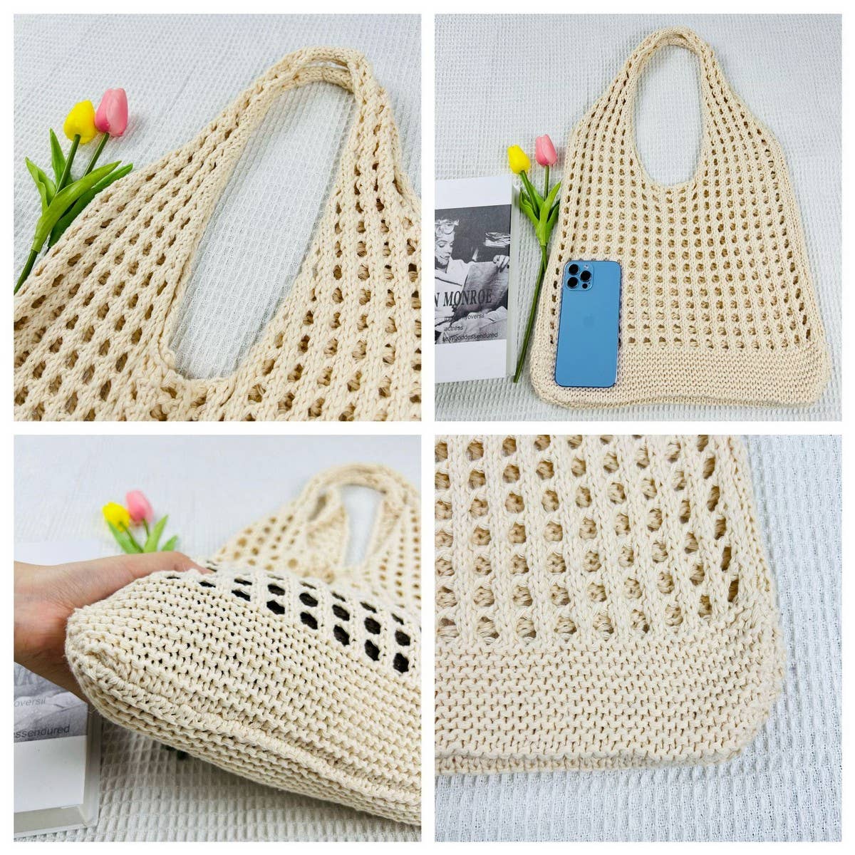 NINEXIS - Wholesale Tote Bag - Women's - CWAB1953_KNITTED HOLLOWED OUT TOTE BAG9