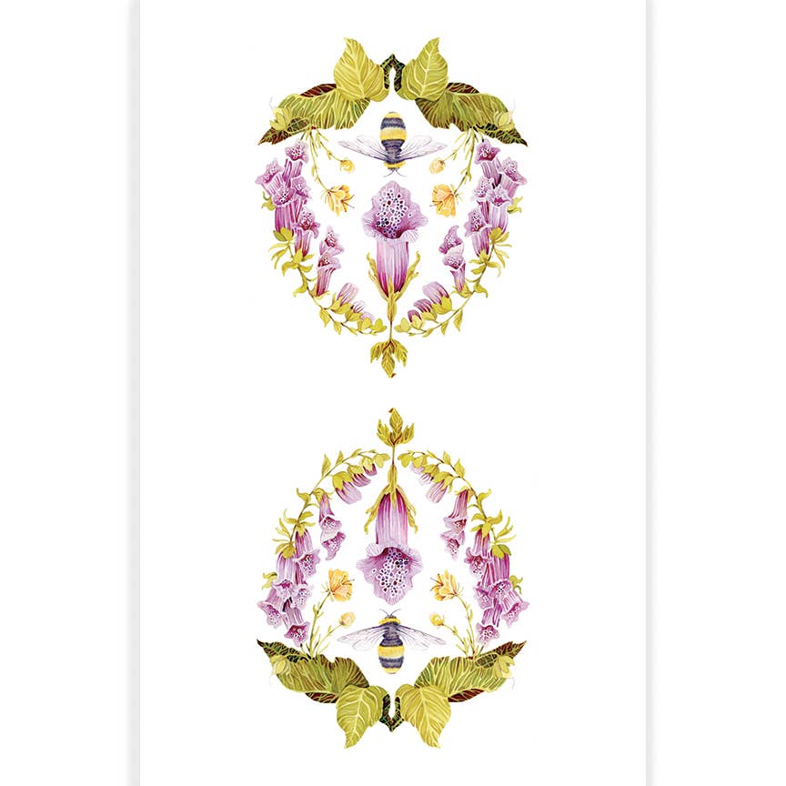 Sarah Rose - Vendita all'ingrosso Strofinacci - Strofinaccio in lino biologico Foxglove and Bee Placement1