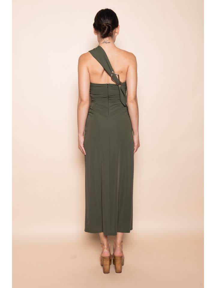 Fore Collection - Wholesale Dress - Women's - ONE SHOULDER BACK BUCKLE DETAIL MAXI DRESS- DD10838FO10