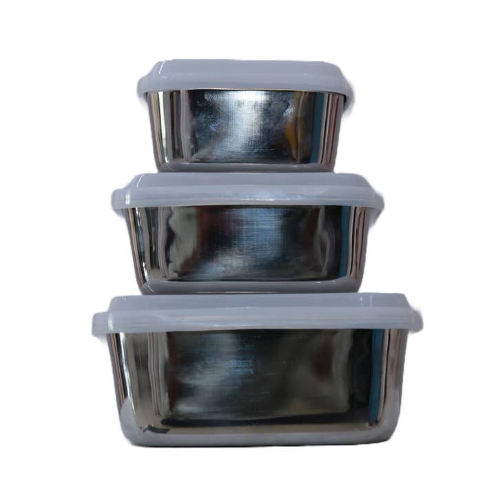 Loncheras de acero inoxidable, juego de 3 recipientes para alimentos para venta al por mayor de Buzzee