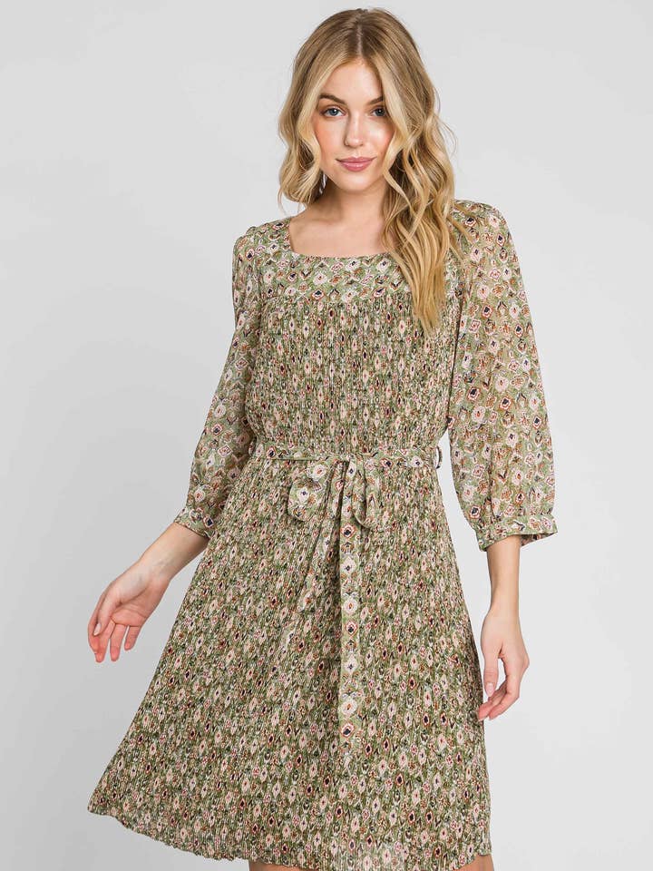 ELLEBORN - Wholesale Dress - Women's - Chiffon Pleated Dress 3334D