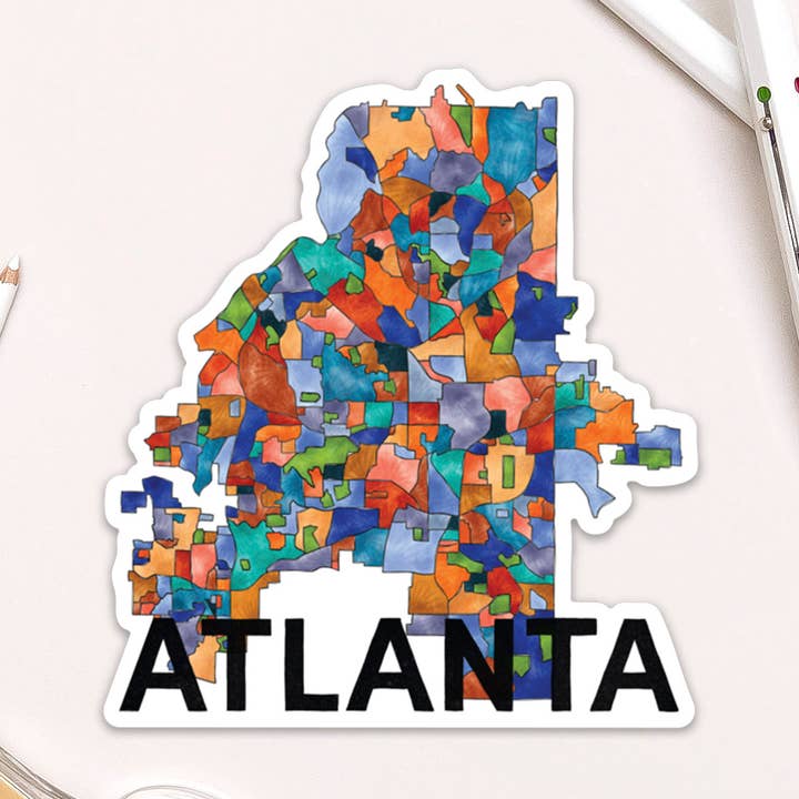 Adesivo dei quartieri di Atlanta per la vendita all'ingrosso da parte di Terratorie Maps + Goods