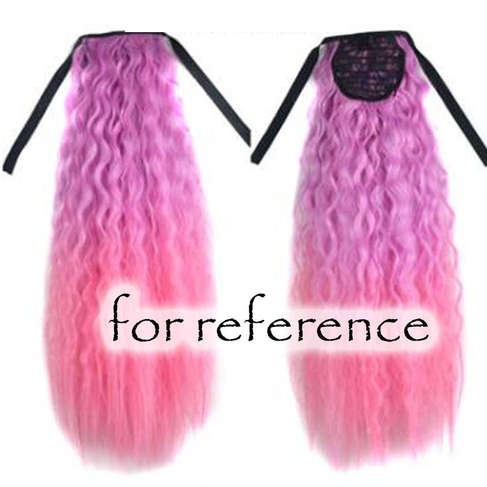 Naomi's Happy Place Shop - Wholesale Hair Extensions - Wavy Curly Wrap Around Ponytail Wig Extension Woman Drawstring Synthetic Hair Extension Fluffy Hairpiece,Gradient Pink Halloween Dress Up Cosplay1