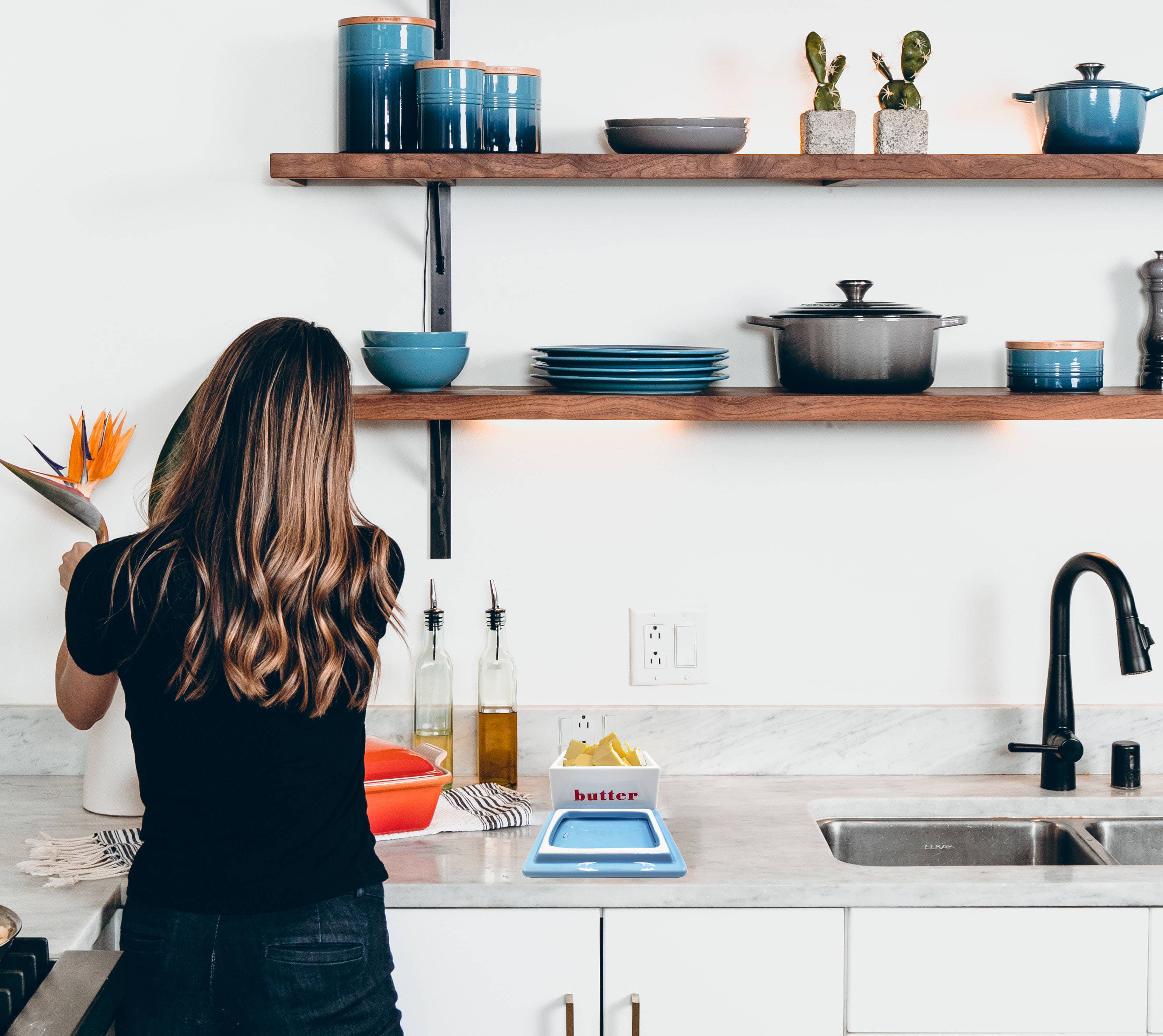 first of a kind - Wholesale Butter Dish - Ceramic Butter Box, Red, White & Blue - Vintage Butter Keepe7
