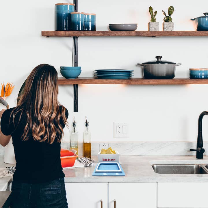 first of a kind - Wholesale Butter Dish - Ceramic Butter Box, Red, White & Blue - Vintage Butter Keepe7