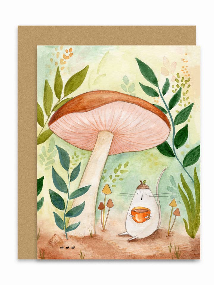 Mouse's Tea Time Card for wholesale by Lindsay Blevins Illustration