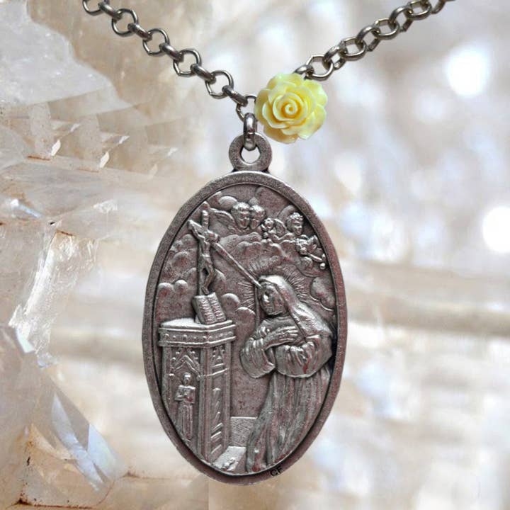 MariaSantissimaShop - Wholesale Pendant/Charm Necklace - Saint Rita of Cascia or St. Rita de Cassia Necklace Catholic Christian Religious Jewelry Medal Pendant