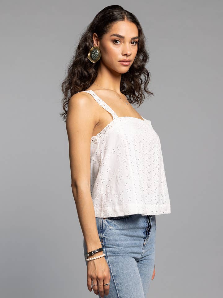 BLANC Square Neck Eyelet Tank - ALANI TANK for wholesale on Faire1