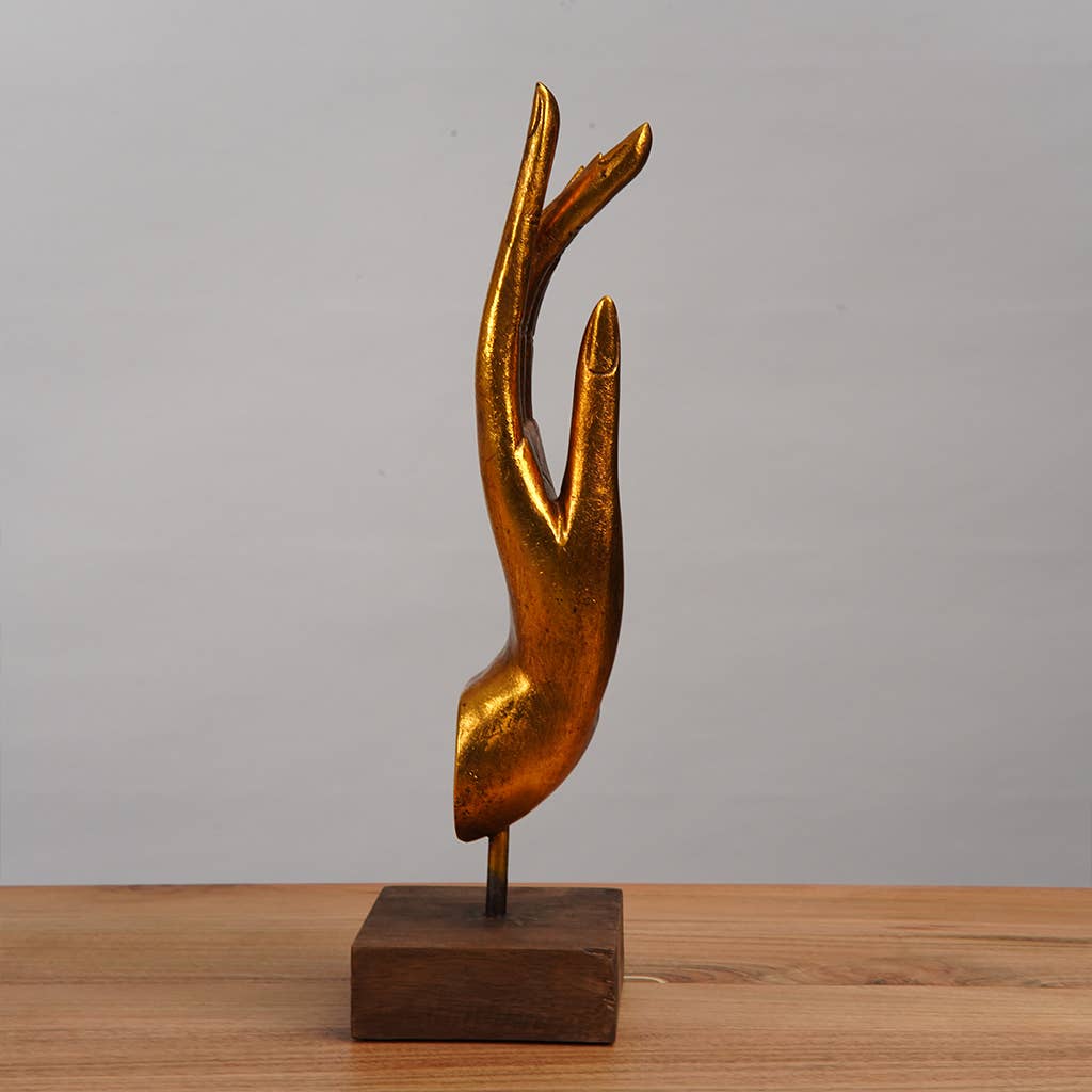 Handmade Eco-Friendly Gold And Wooden Base Sculpture for wholesale on Faire3