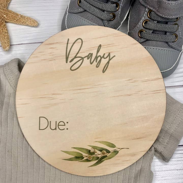 Inspired Wholesale - Wholesale Milestone art/keepsake – Child & baby - Pregnancy Announcement Disc - Eucalyptus