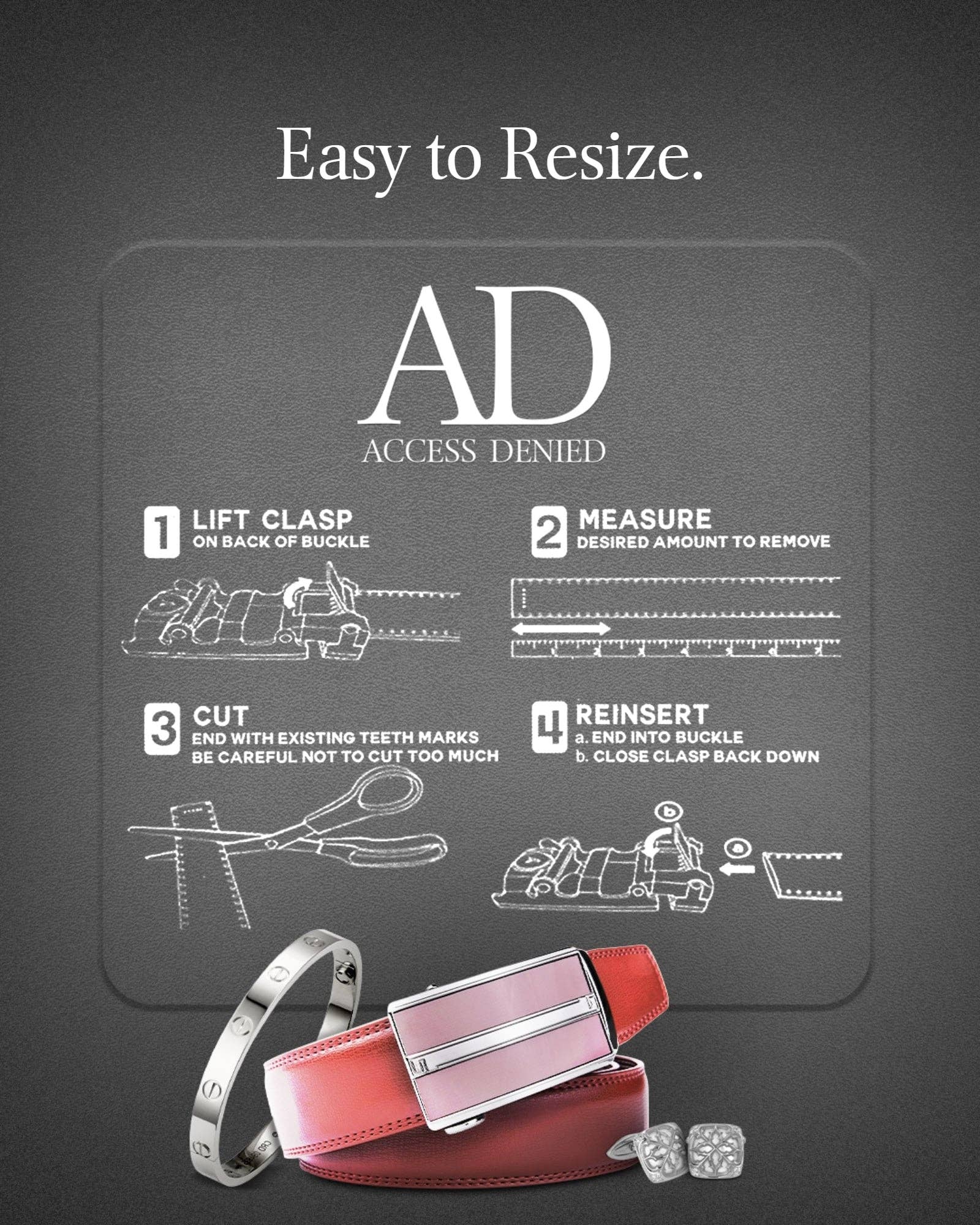 Access Denied Accessories - Venta al por mayor Cinturón - Hombre - Cinturones de Cuero con Trinquete para Hombre con Hebilla Deslizante Automática26