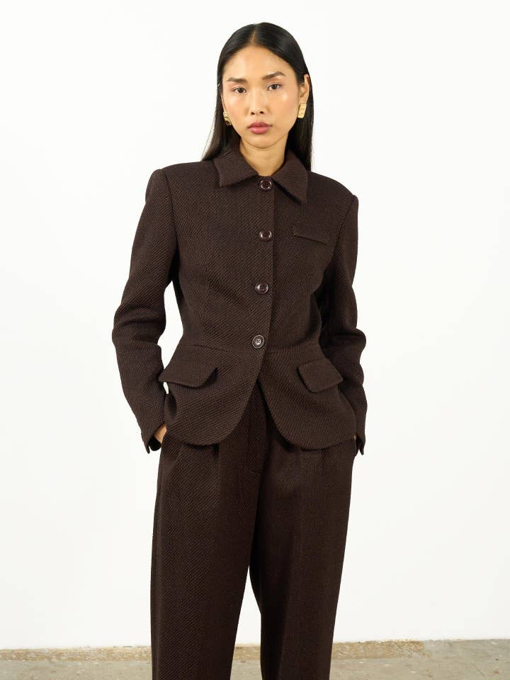 Strukturierte Jacke mit Hemdkragen Braun für den Großhandel von JUSTE