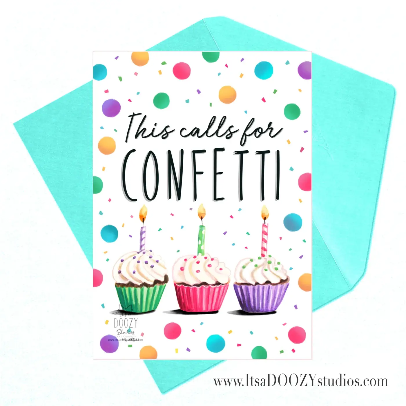 It’s a Doozy Studios - Wholesale Birthday Card - This Calls for Confetti - Card With Matching Envelope0
