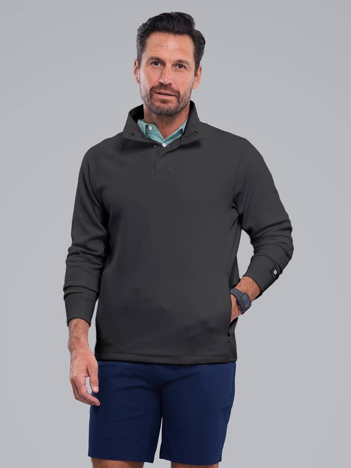 Haut en maille gaufrée à col montant avec fermeture à 1/4 de pressions pour la vente par IBKÜL