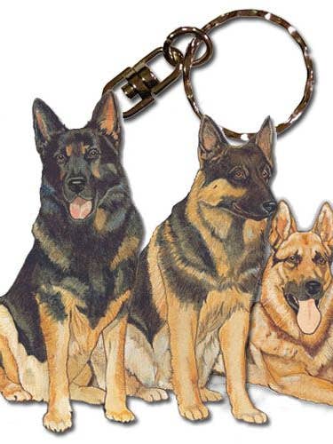 German Shepherd Keychain Wooden for wholesale by Pipsqueak Productions