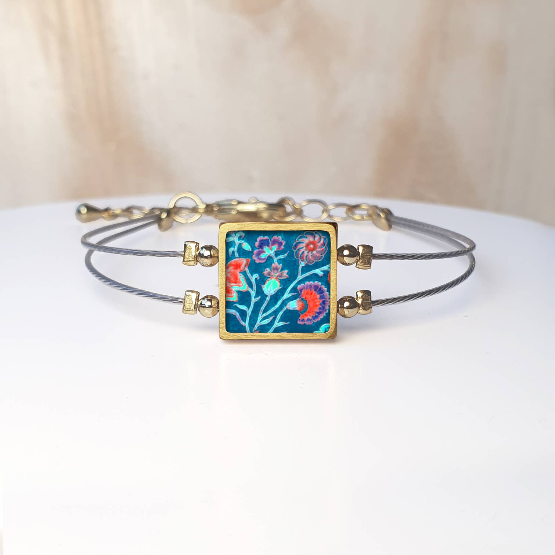 Noa Jewellery - Wholesale Charm/Dangle Bracelet - Framed Square Ceramic Bracelet, Gold Plated Stainless Steel5