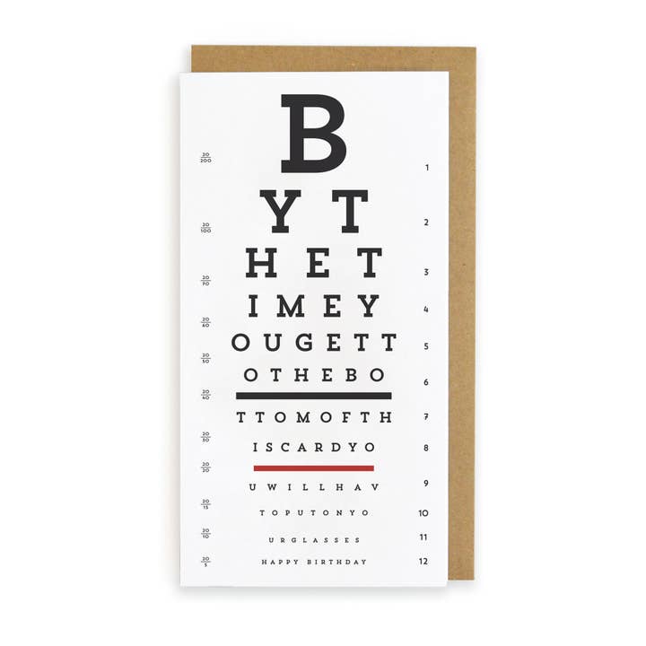 Occhiali da compleanno Eye Chart per la vendita all'ingrosso da parte di Wild Ink Press