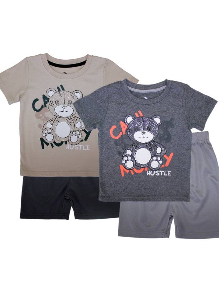 S1OPE Jersey Topp Teddy Bear Hustle W Rhinestone och Atletiska Shorts-1301401 för wholesale av Hemworld