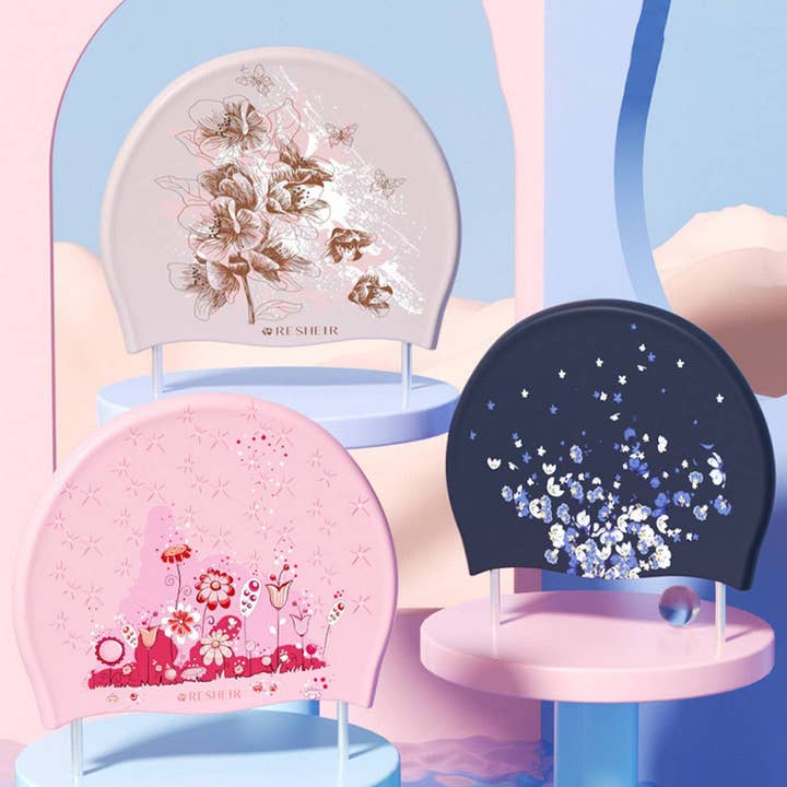 ADULT WOMENS SWIM CAP FLORAL WATERPROOF_CWMM6711 for wholesale by Lovenne