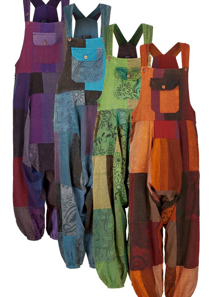 Patchwork tryckta bomullsharem hängselbyxor för wholesale av Wicked Dragon Clothing