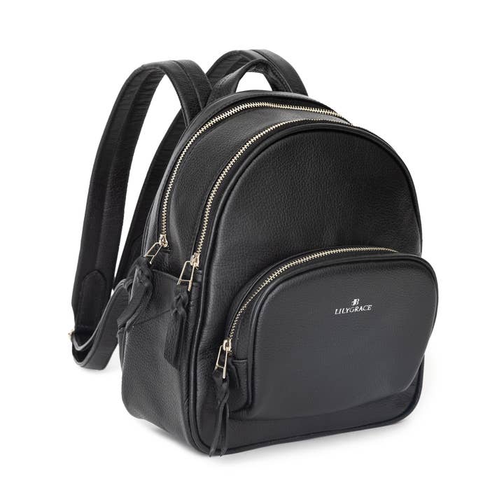 Leather Backpack - Tuxedo Black for wholesale by Lily Grace Co.