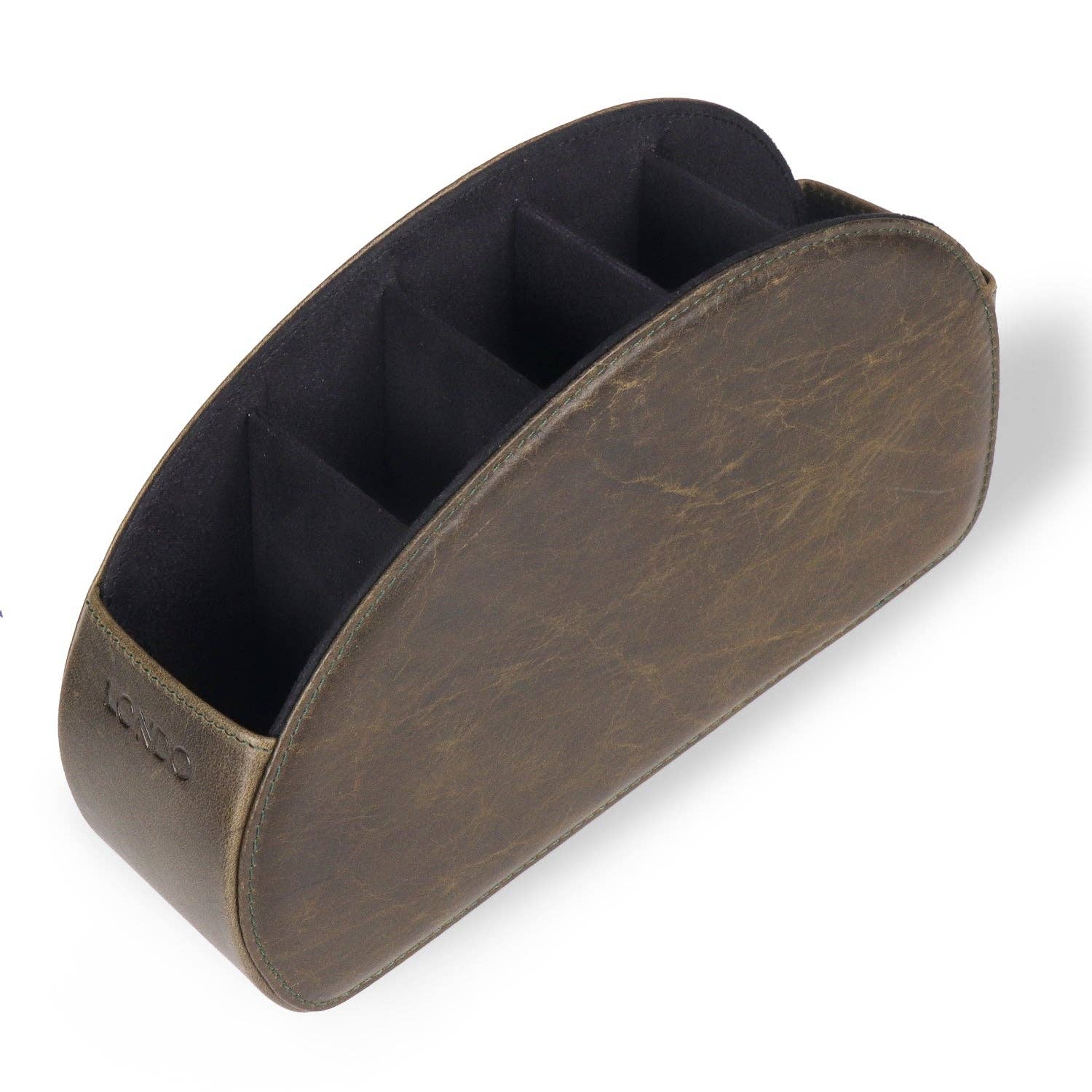 Londo - Wholesale Desk Organizer - Londo Remote Control Holder with 5 Pockets, Store DVD, Blu-Ray, TV, Roku or Apple TV Remotes, Italian Top Grain Leather with Suede Lining36