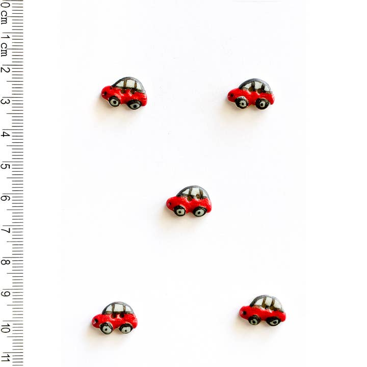 Handmade Red Car Sewing Buttons for wholesale by Incomparable Buttons