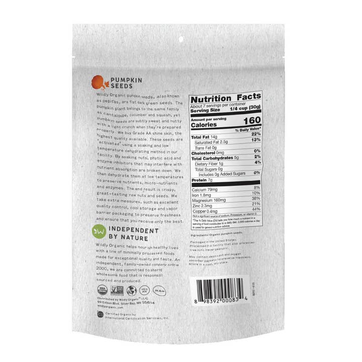 Wildly Organic - Wholesale Seeds/Kernels - Organic Pumpkin Seeds1