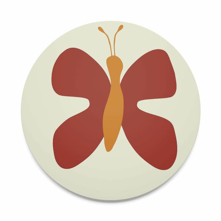 Sommerfugl Rust Rund Grydeunderlag for engroshandel hos Arvidssons Textil