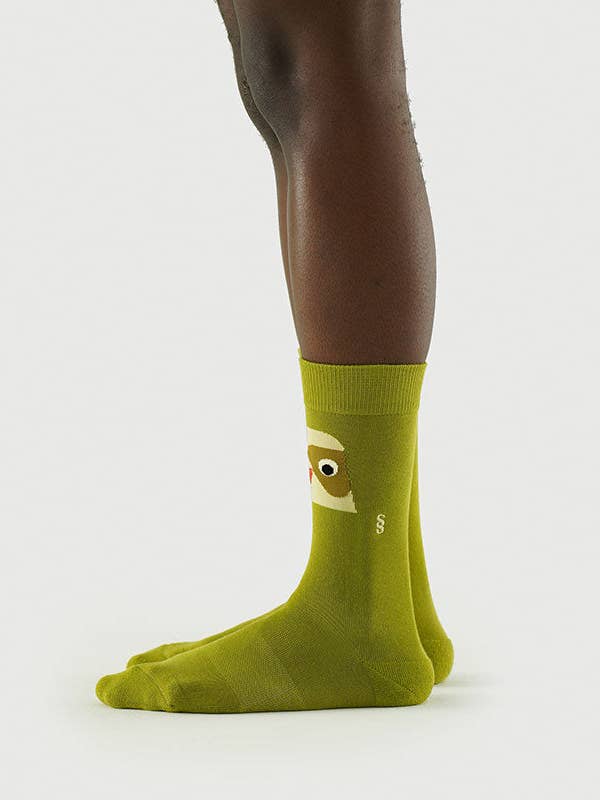 Green Parrot Socks | Semibold Wonder Parrot Athleisure Crew Socks for wholesale on Faire2