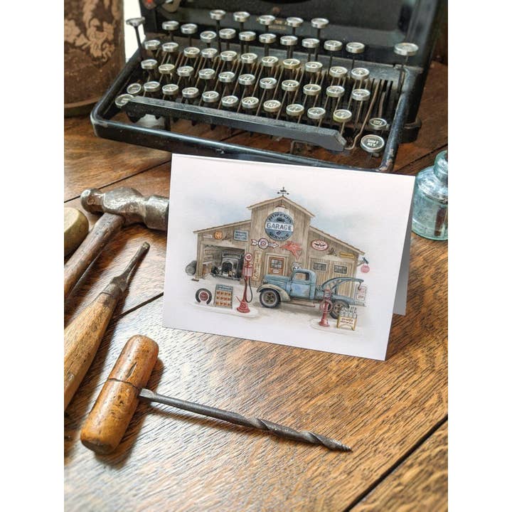 Carte de correspondance Garage Vintage Petite Ville pour la vente par ALICIA'S INFINITY