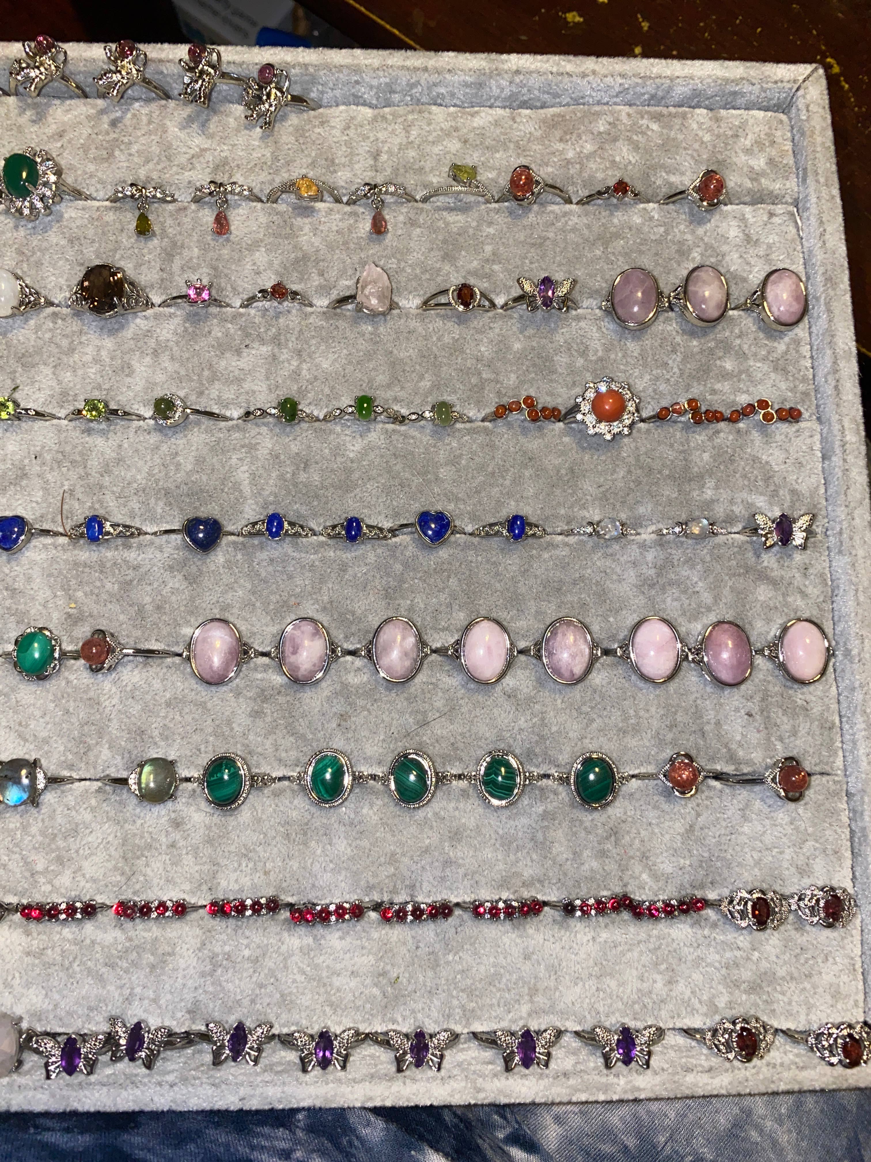 Moon River Designs - Wholesale Jewelry Set - Silver Plated Adjustable Rings Assorted Rings Bulk Lot6