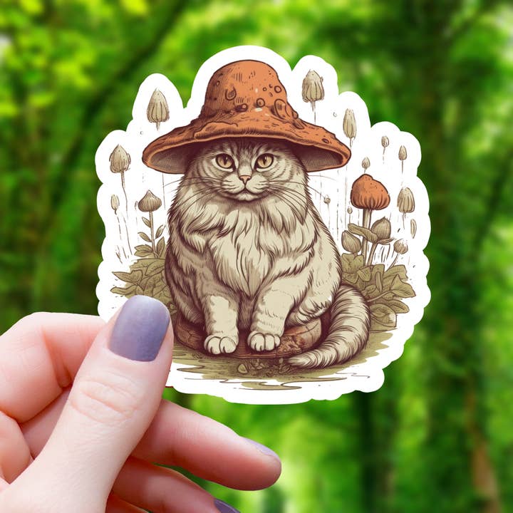 Mimic Gaming Co - Wholesale Sticker - Mushroom Hat Cat Sticker - 3"