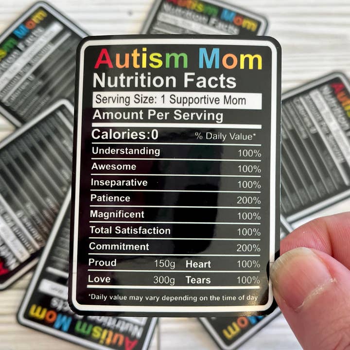 Vinyl-Aufkleber mit Nährwerten für Autism Mom für den Großhandel von Graceful Darkness, LLC