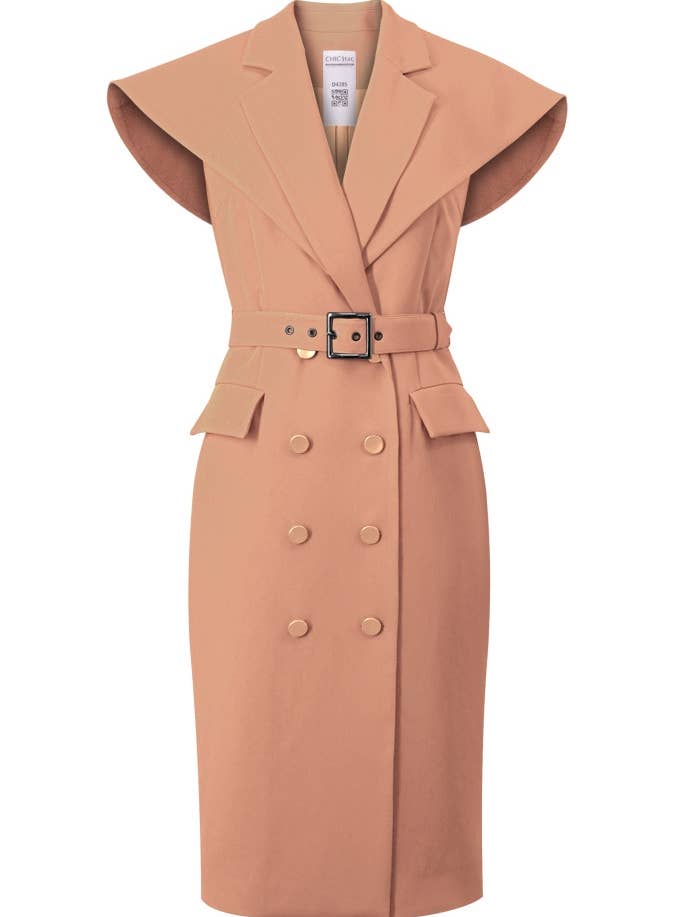 Vestido blazer con capa de acetato de talla grande Chic Star en caqui 0726 para venta al por mayor de CHIC STAR