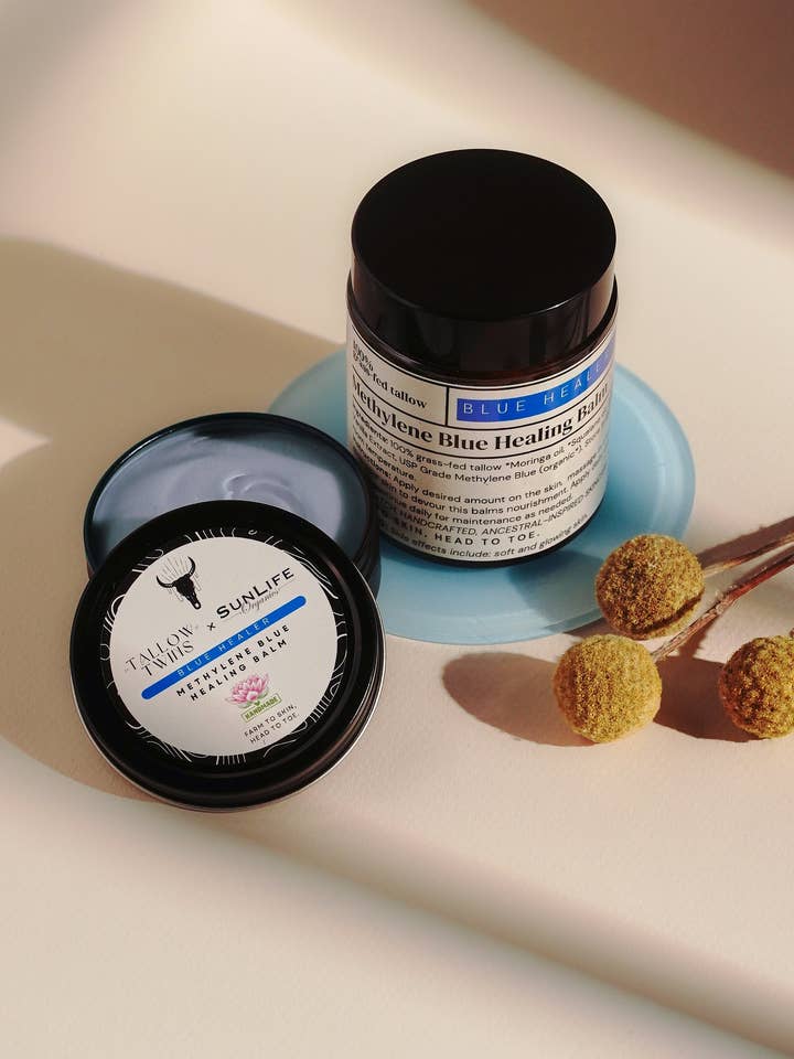 Methylene Blue Healing Balm for wholesale by Tallow Twins Inc