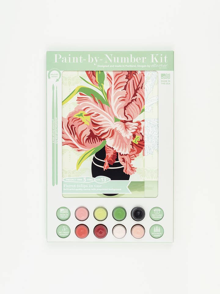 Parrot Tulips in Vase Paint-by-Number Kit for wholesale by Elle Crée (She Creates)