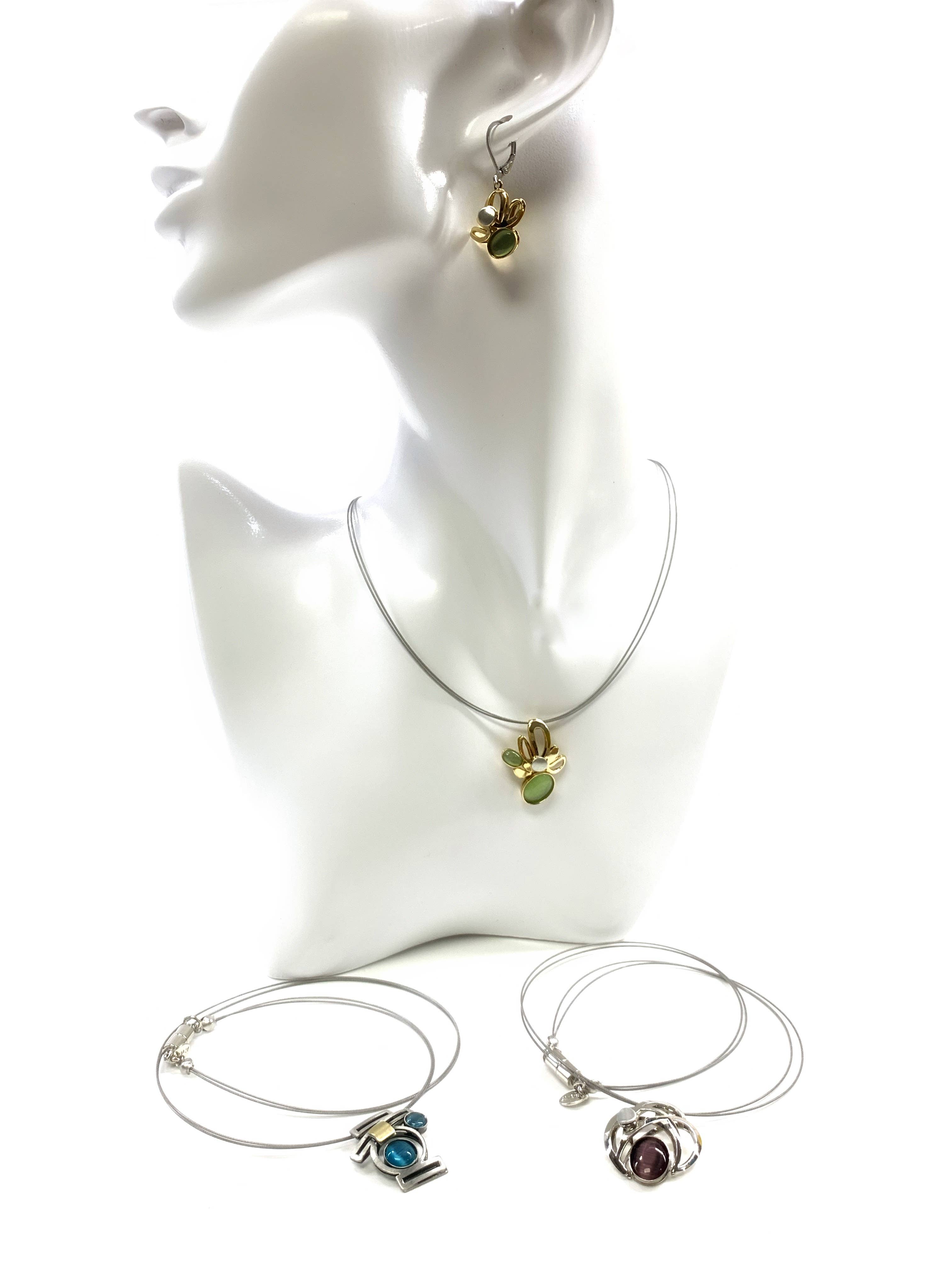 Christophe Poly / Crono Design – wholesale Jewellery set – SETS (KY) - Small Pendant WireNeck(K) 19" & LeverEar(X) Sets11