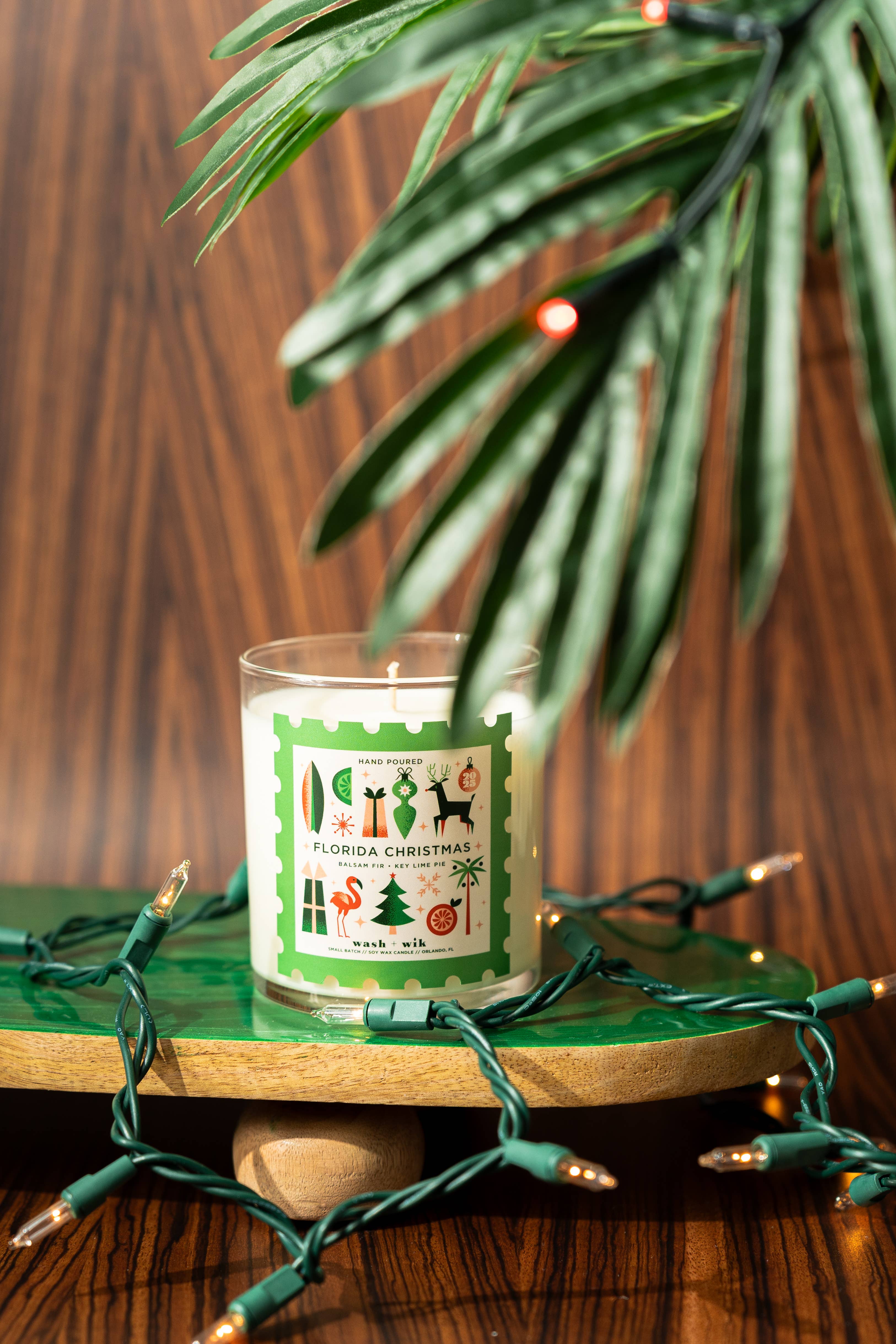 Wash and Wik - Wholesale Jar/Filled Candle - Florida Christmas Soy Wax Candle | Balsam Fir | Key Lime Pie