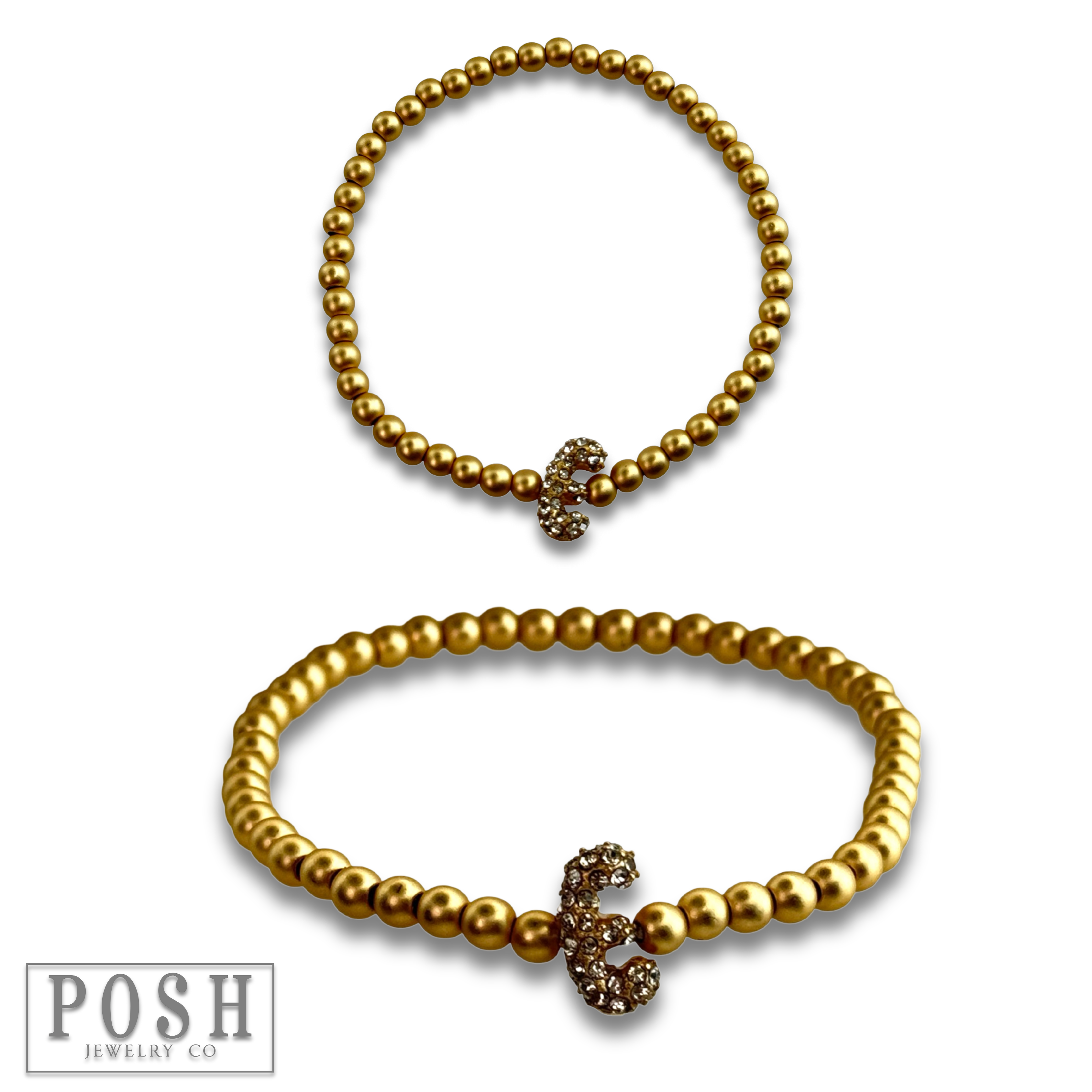 Pink Panache Brands - Wholesale Beaded Bracelet - Bead bracelet with rhinestone inital8