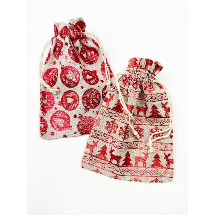 MIX COLOR Foil Printed Christmas Theme Drawstrings Bags for wholesale on Faire1