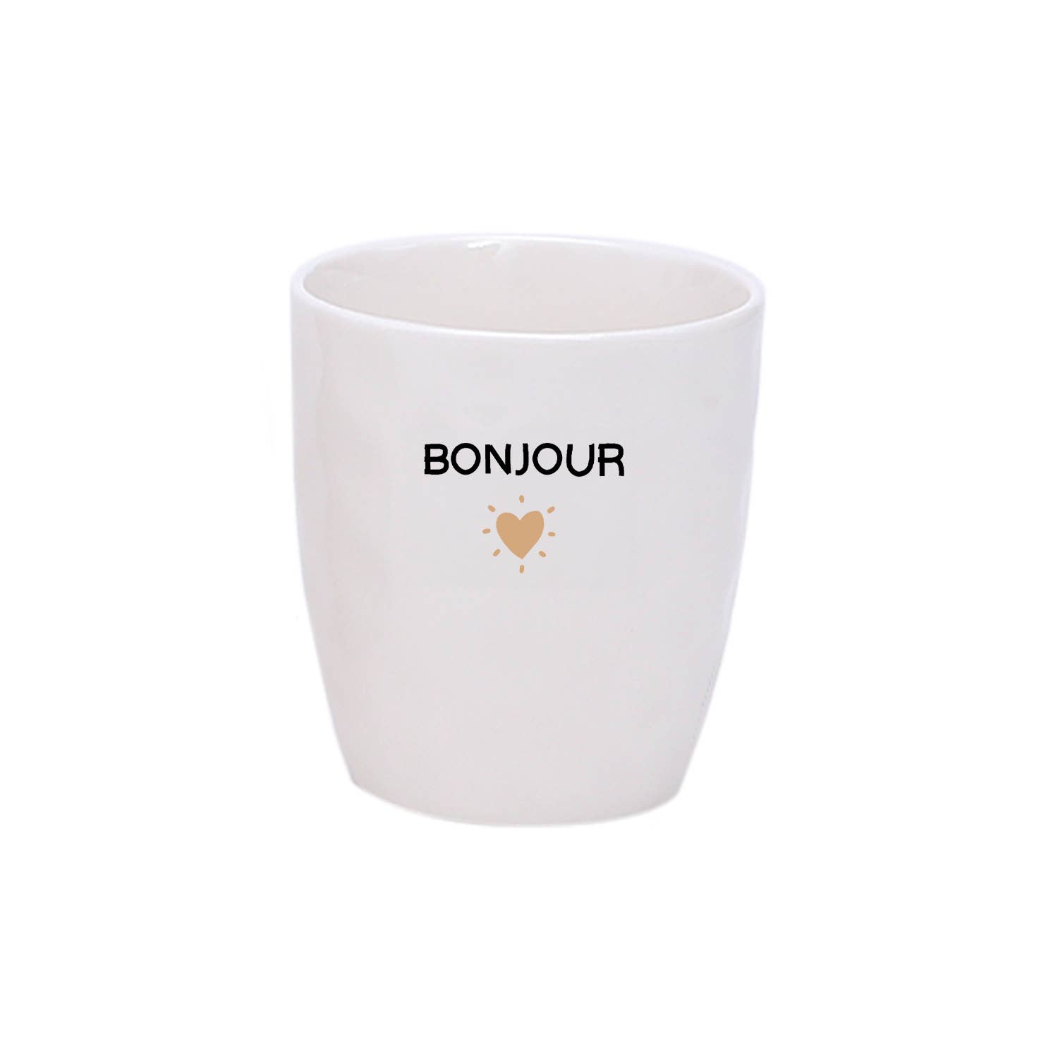 Opjet Paris - Wholesale Drinking Glass/Cup - Golden "Bonjour" message cup D7.3 H8.2cm