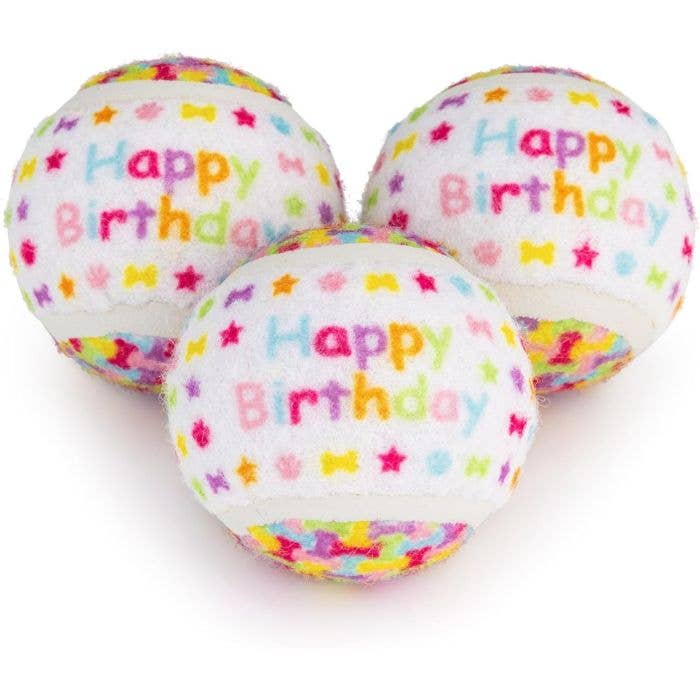 PetLondon – wholesale Pet fetch ball – Dog – Happy Birthday Dog Tennis Ball Trio0