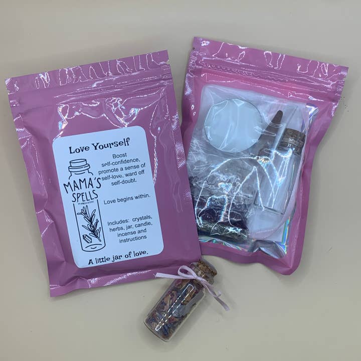 Amber N' Crystals - Wholesale Meditation Supplies - Love Yourself Spell Jar Kit, Self Confidence, Self Love