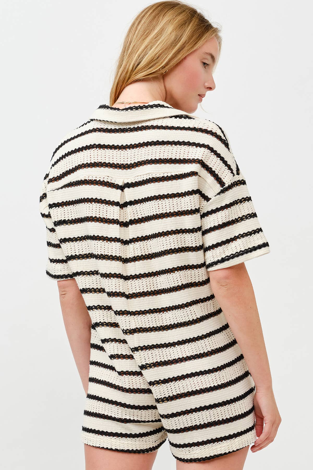 ILLA ILLA - Wholesale Romper - Women's - Slouchy Striped Crochet Romper7