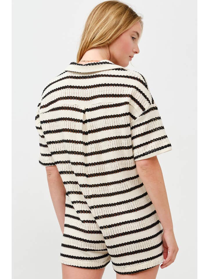 ILLA ILLA - Wholesale Romper - Women's - Slouchy Striped Crochet Romper7