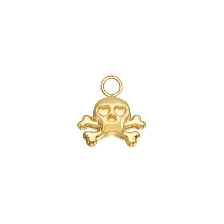 Skull & Bones Charm – 14K Gold Halloween Dangle for wholesale by Piercing-zone