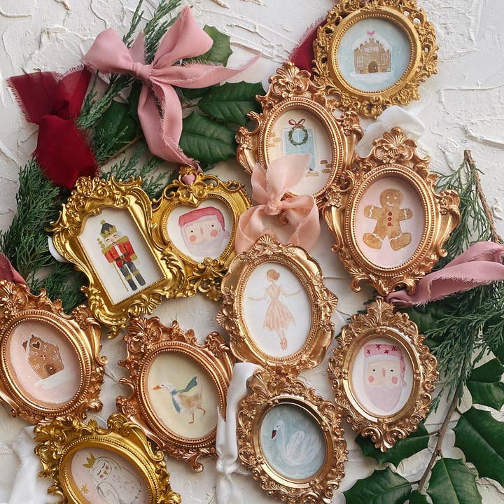Tessa Jane Media - Wholesale Ornament - Vintage Style Christmas Ornaments (gold framed)